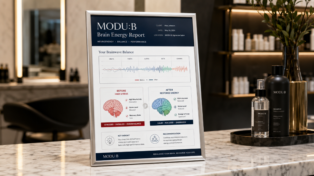 MODU:B 뇌파 에너지 리포트 — 케어 전후 비교